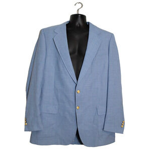 Hunter Haig Men's Big & Tall Blue Blazer Jacket Size L Gold Buttons USA Made